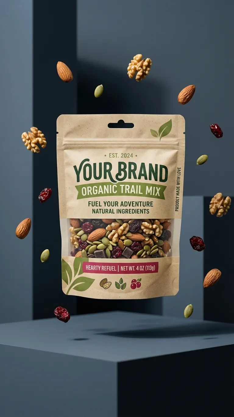 Example product packaging mockup on a brand website