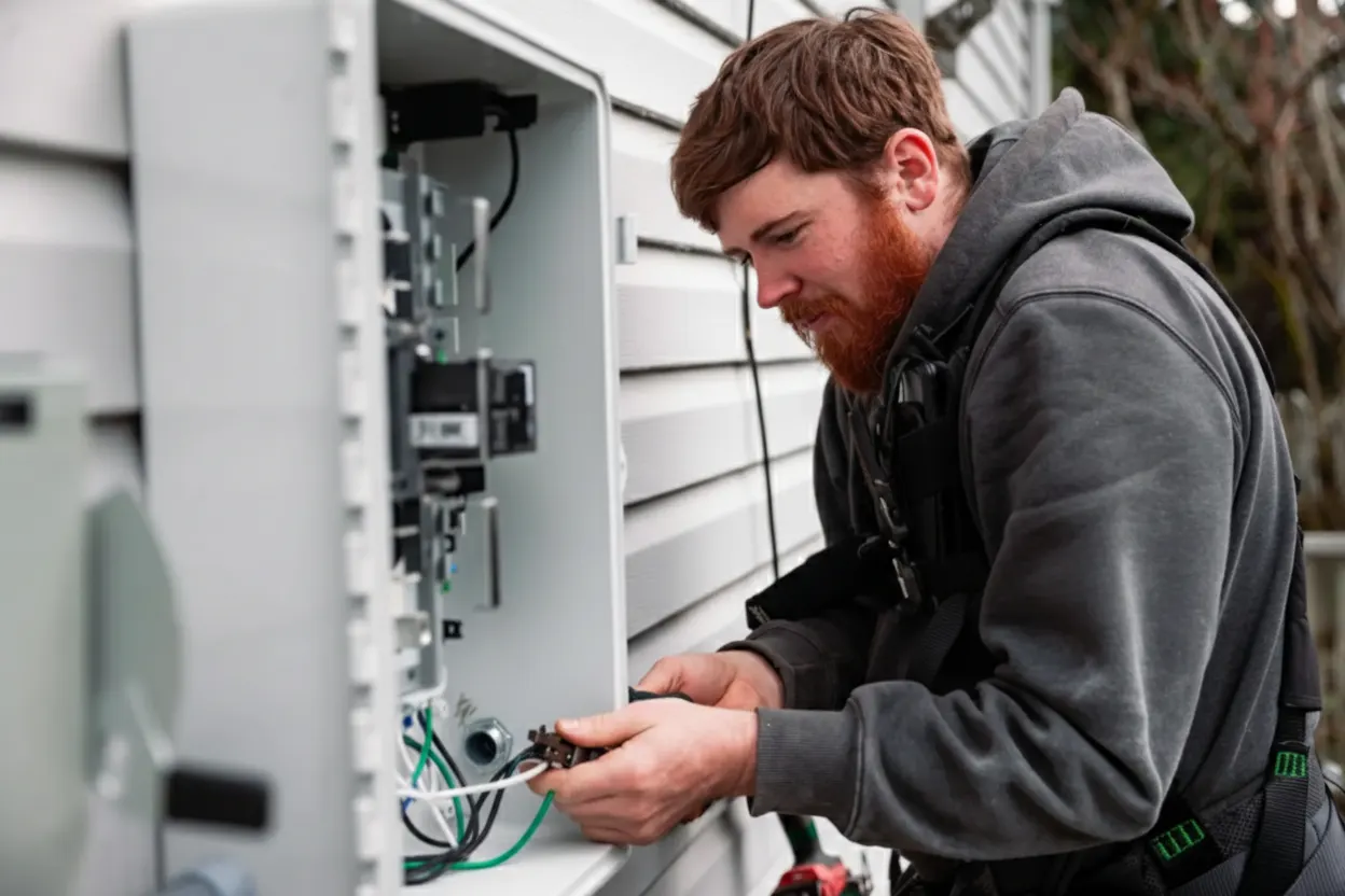 Electrician at work site